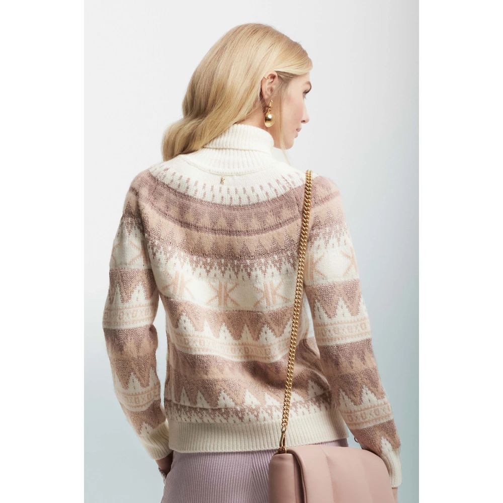 Kocca Gebreide Polo Hals Trui met Patroon Multicolor Dames