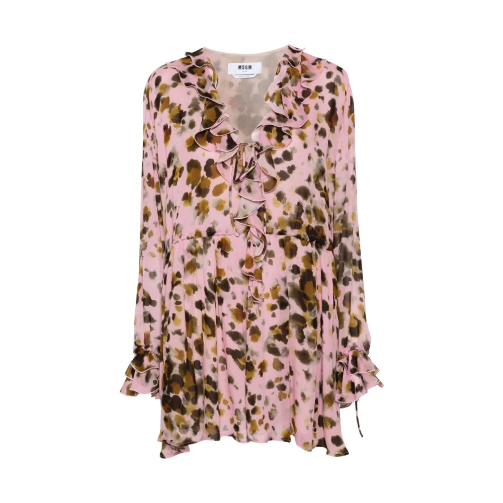 Msgm Women's Pink Blouses, M, Rosa Dress 100% Vi