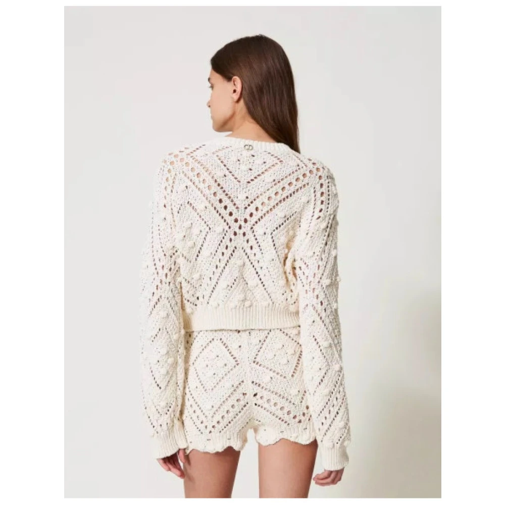 Twinset Gestreept Gebreide Korte Broek Beige Dames