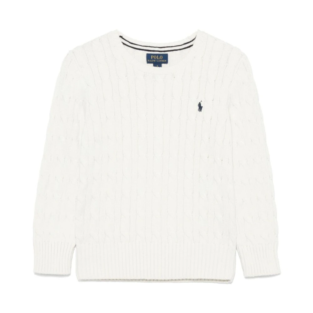 Polo Ralph Lauren Vit Stickad Tröja med Pony Broderi White, Pojke