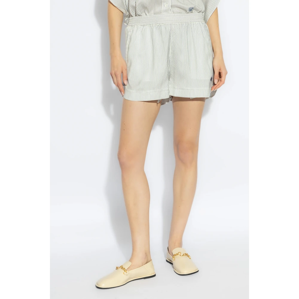 Stella Mccartney Gestreepte zijden shorts White Dames