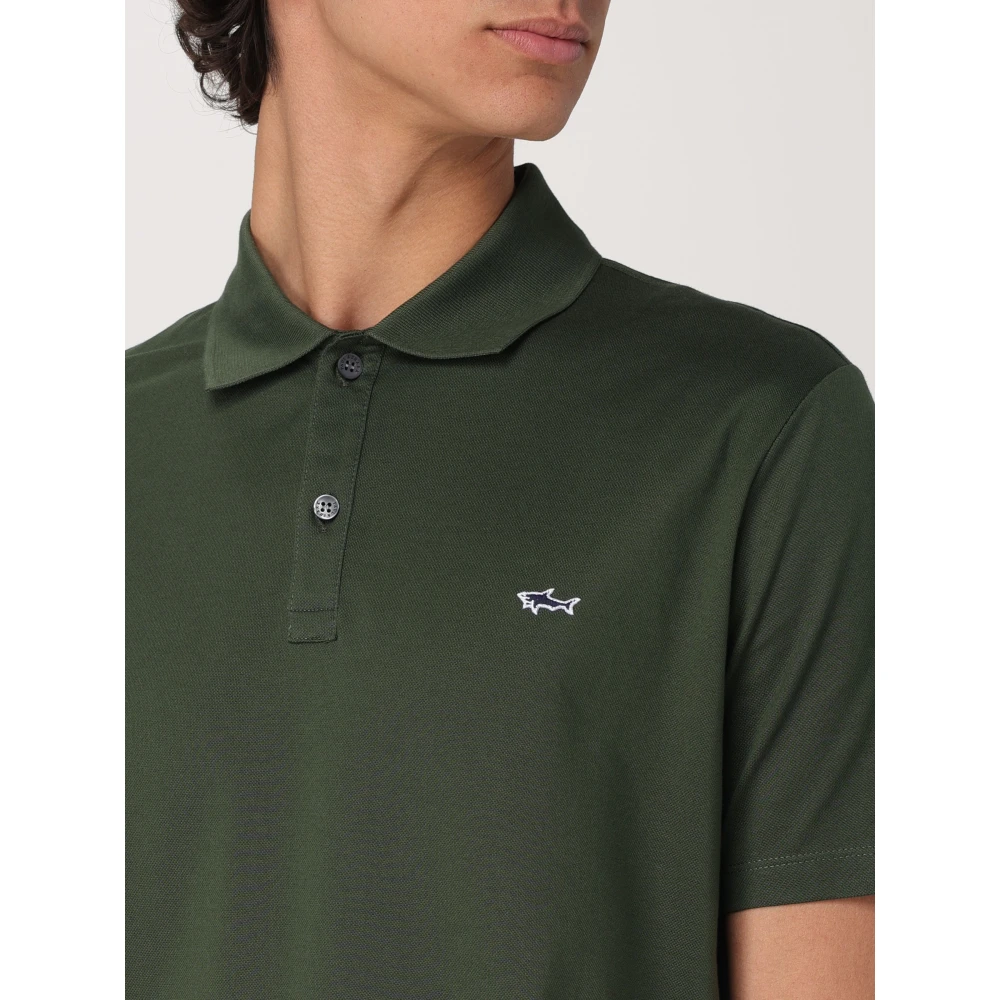 PAUL & SHARK Gebreide Polo met Shark Badge Green Heren