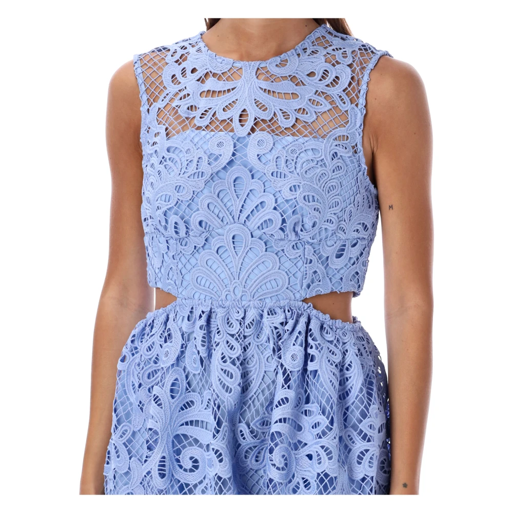 Self Portrait Lichtblauwe Kant Uitgesneden Midi Jurk Blue Dames