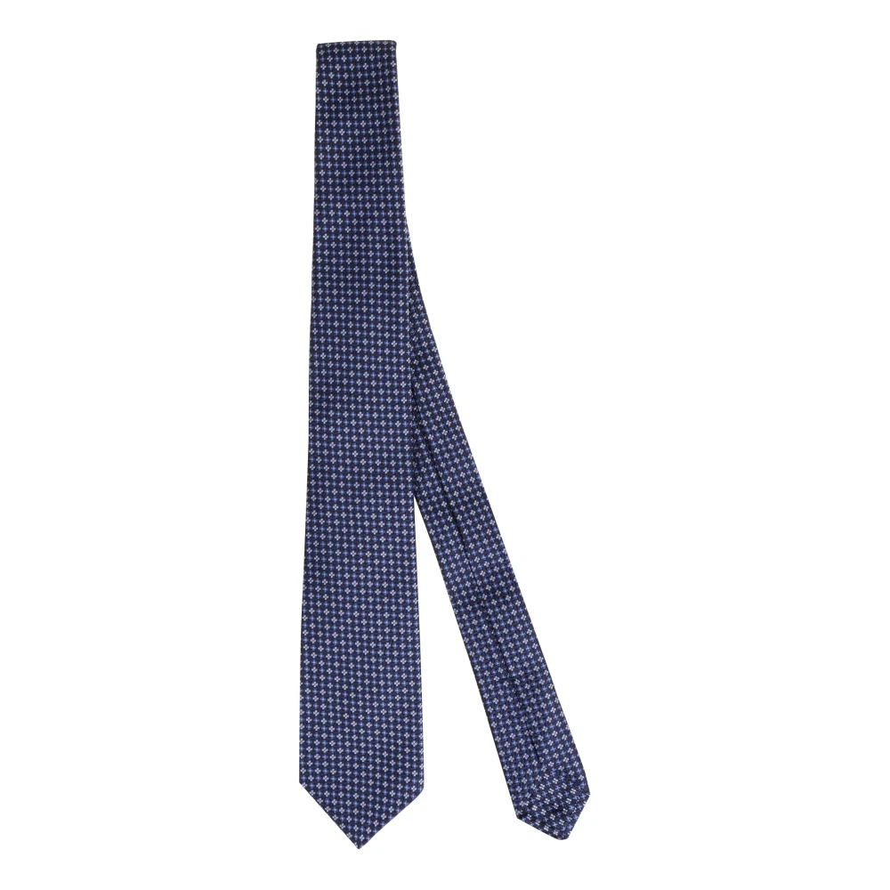 Kiton Gestreepte zijden stropdas Blue Heren