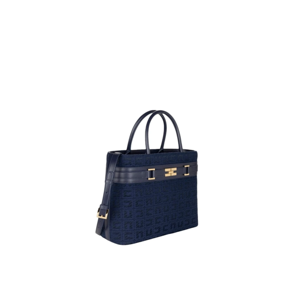 Elisabetta Franchi Stijlvolle leren tas voor vrouwen Blue Dames