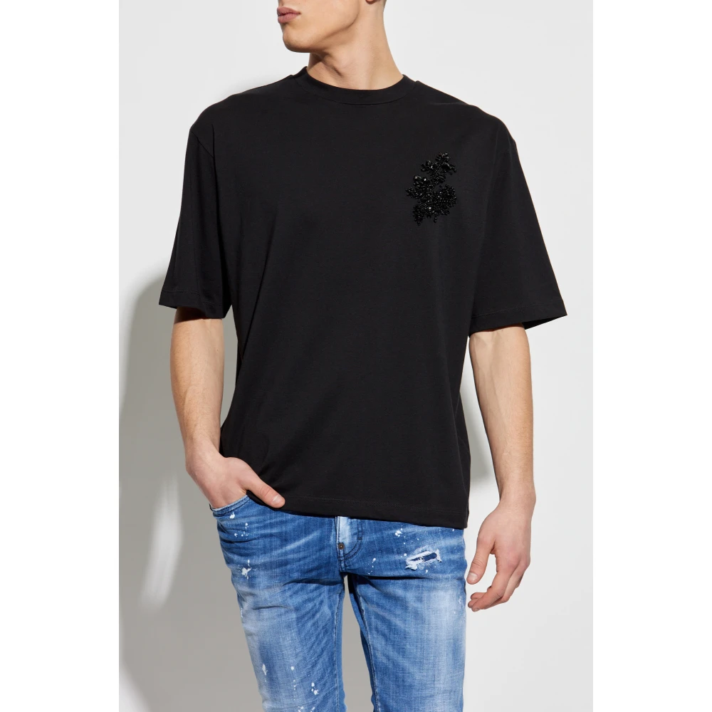 Dsquared2 T-shirt met glinsterende applicaties Black Heren