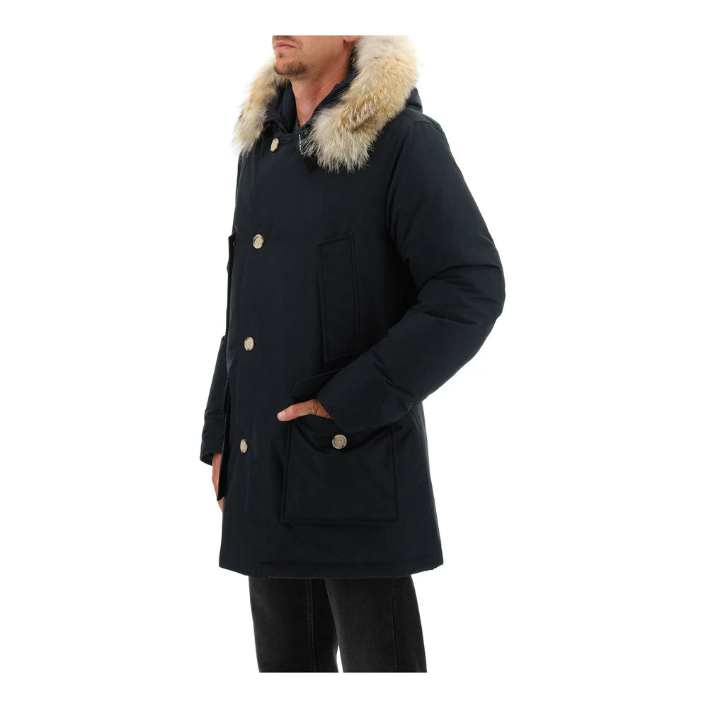 Woolrich Donkerblauwe Arctic Parka met Afneembare Bontkraag Blue Heren