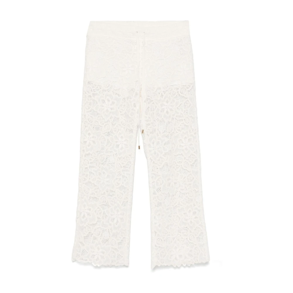 Ermanno Scervino Witte Geribbelde Broek met Trekkoord Tailleband White Dames