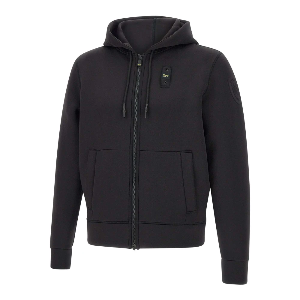 Blauer Zwarte Sweatshirt met Capuchon en Rits Black Heren
