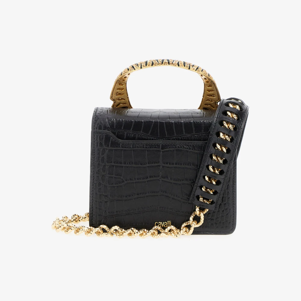 Roberto Cavalli Stijlvolle Medium Roar Tas Black Dames
