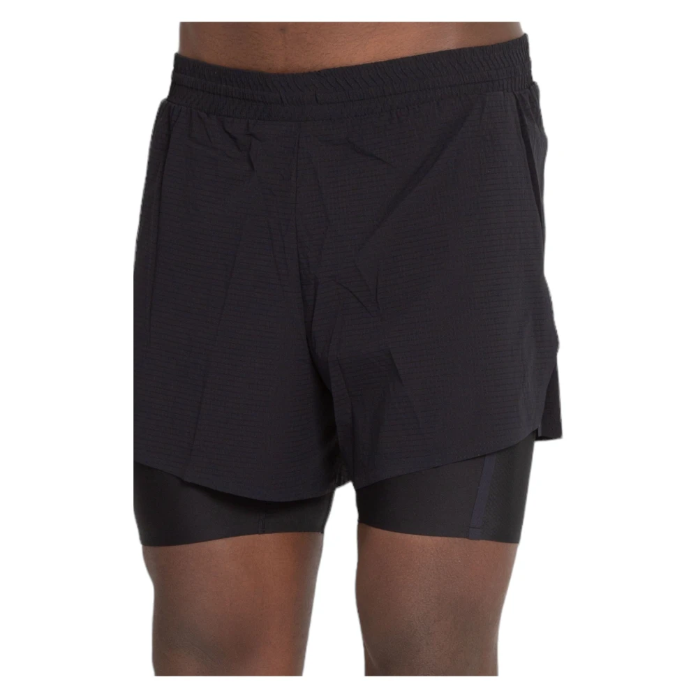 Y-3 Zwarte Logo Strakke Hardloopshorts Black Heren