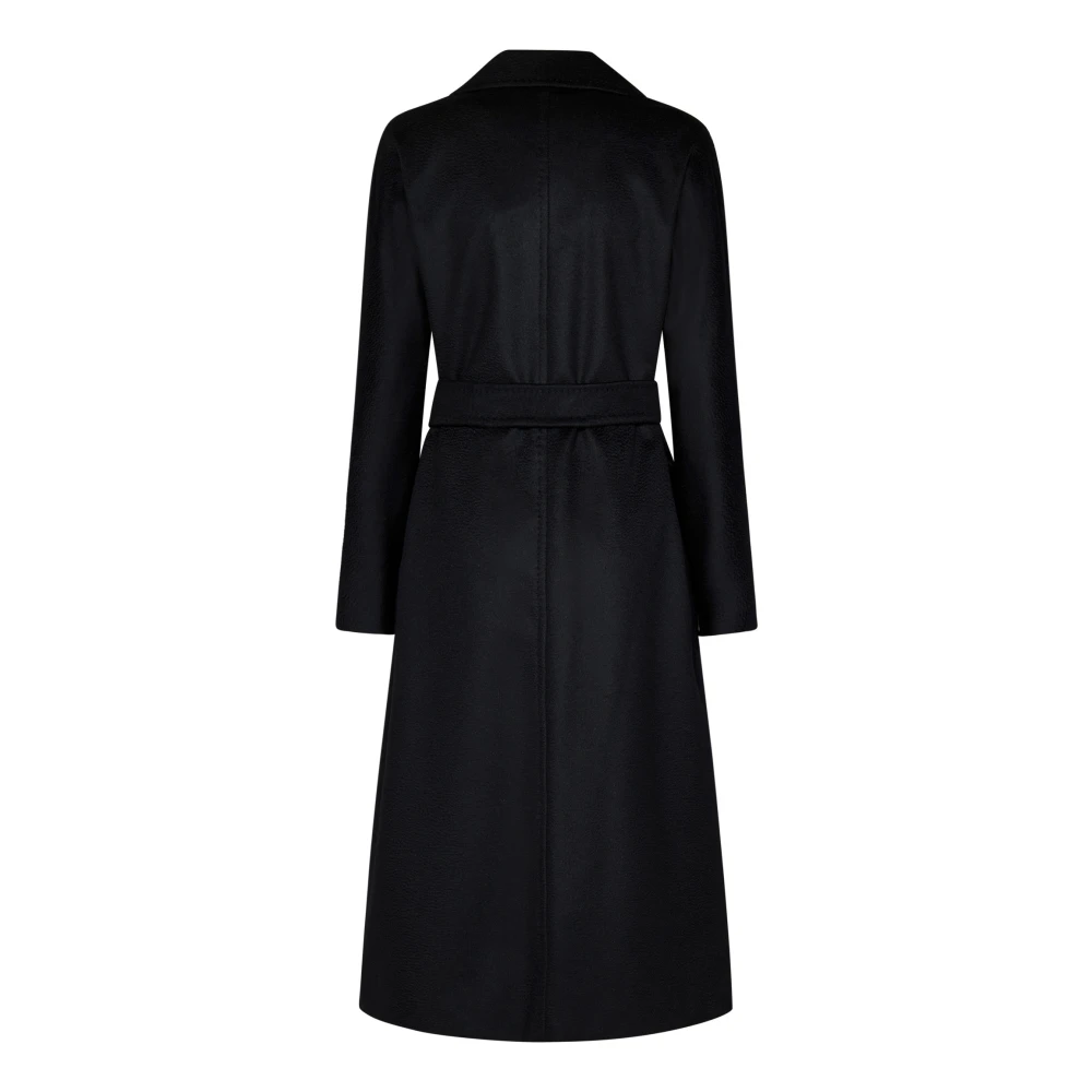 Max Mara Zwarte dubbelrijige wollen jas Black Dames