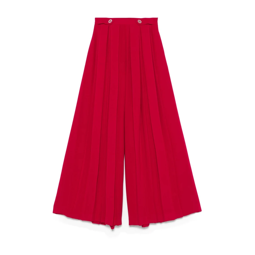 Twinset Rode Wijde Pijp Broek met Plooien Red Dames