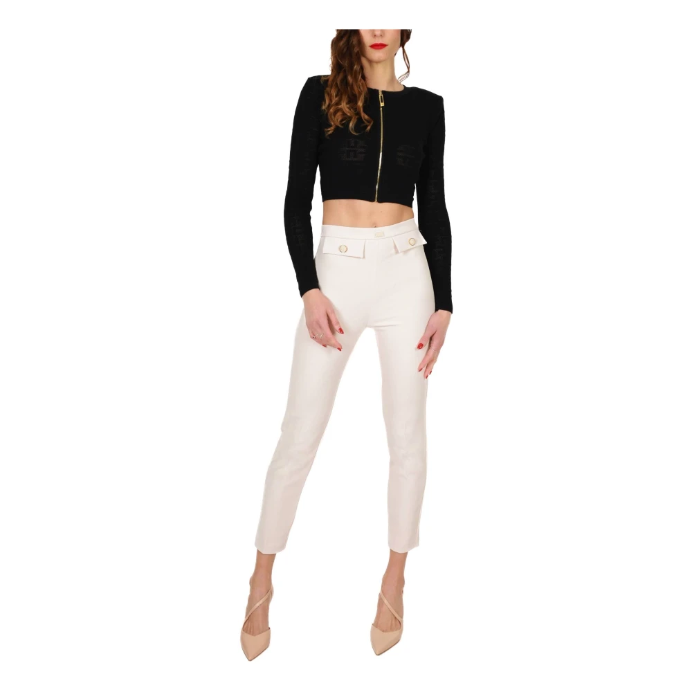 Elisabetta Franchi Boter Crêpe Sigaretbroek Beige Dames