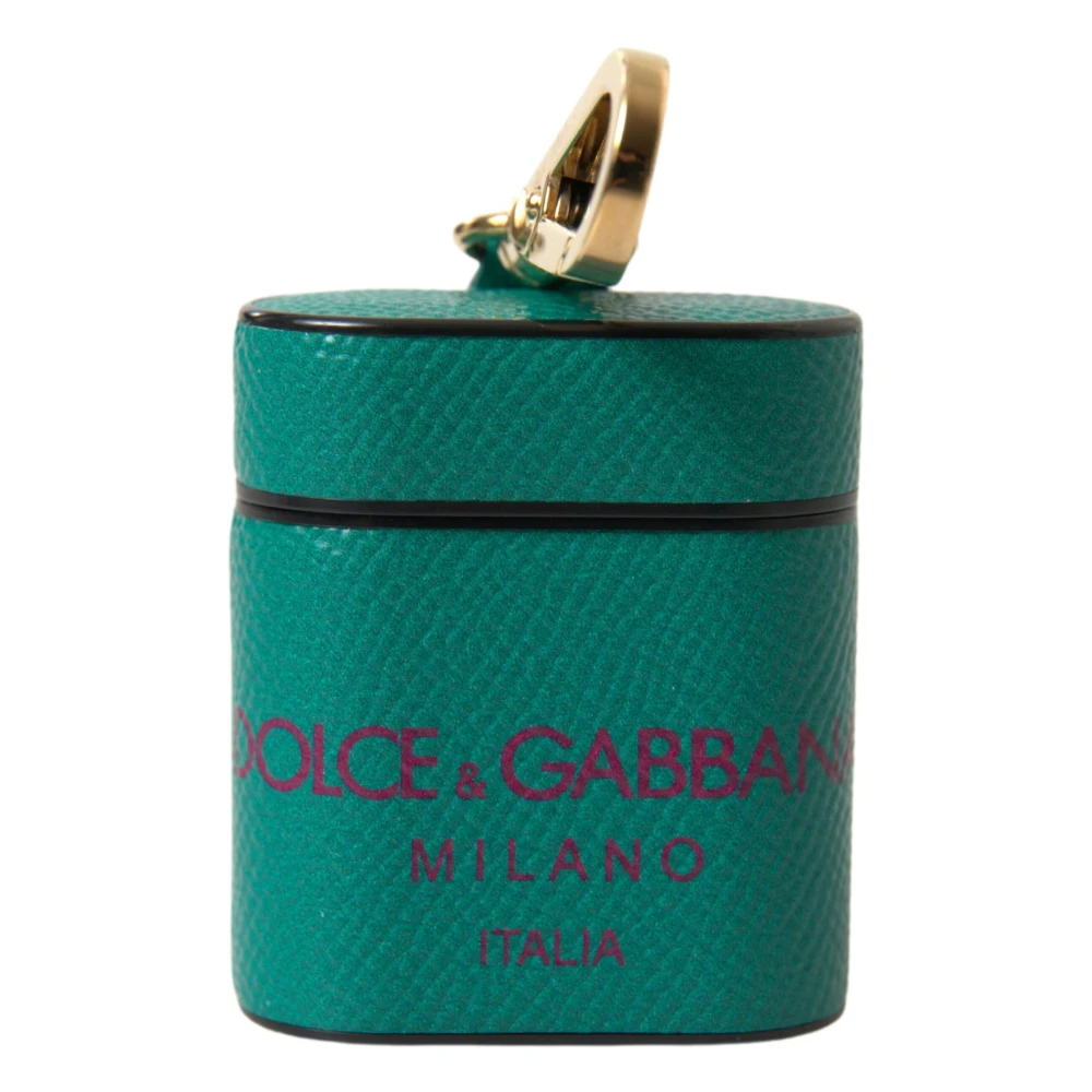 Dolce & Gabbana Unisex Groente Accessoires Groen, One Size, Leer, Airpods Case