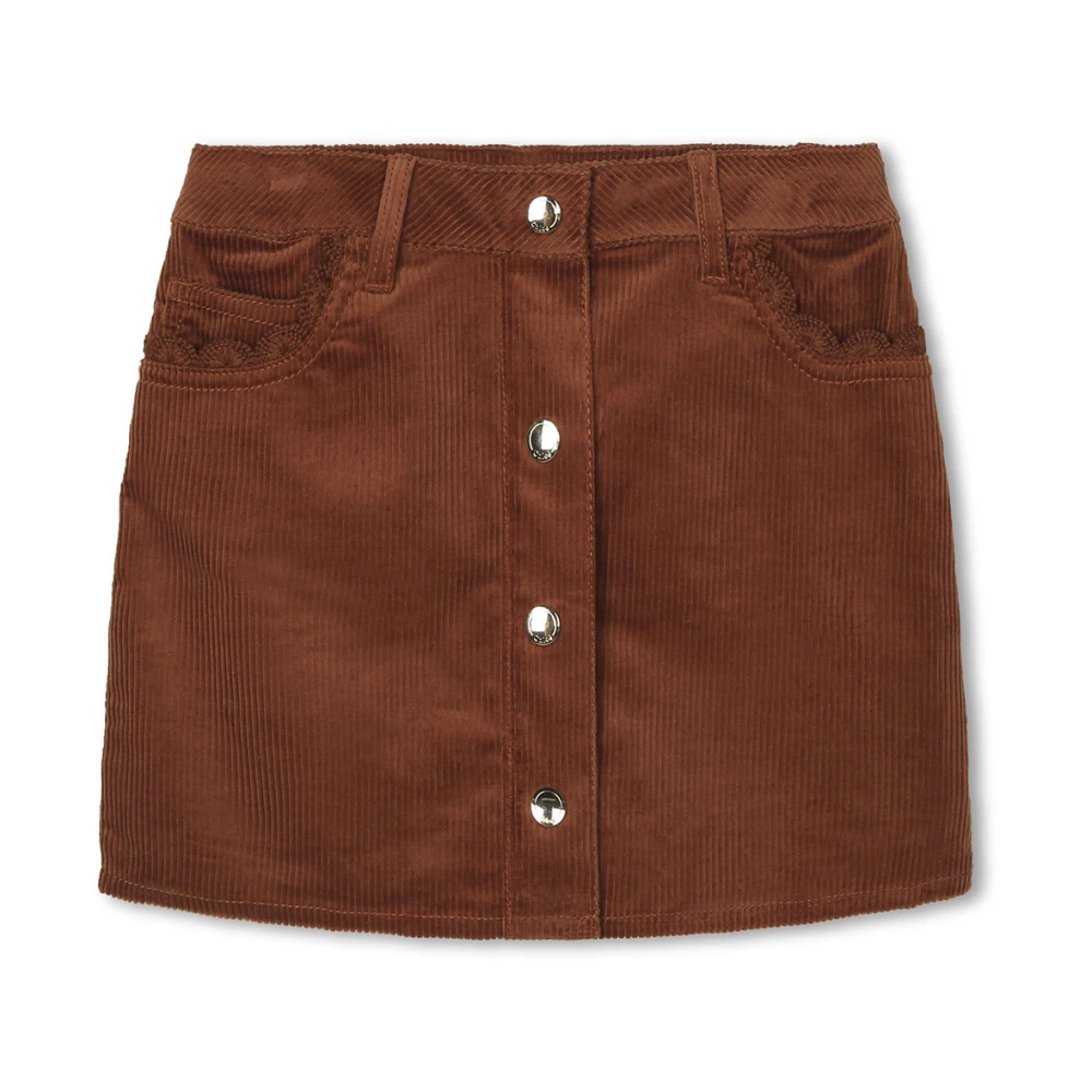 Chloé Brun Corduroy Barn Mini Kjol Brown, Flicka