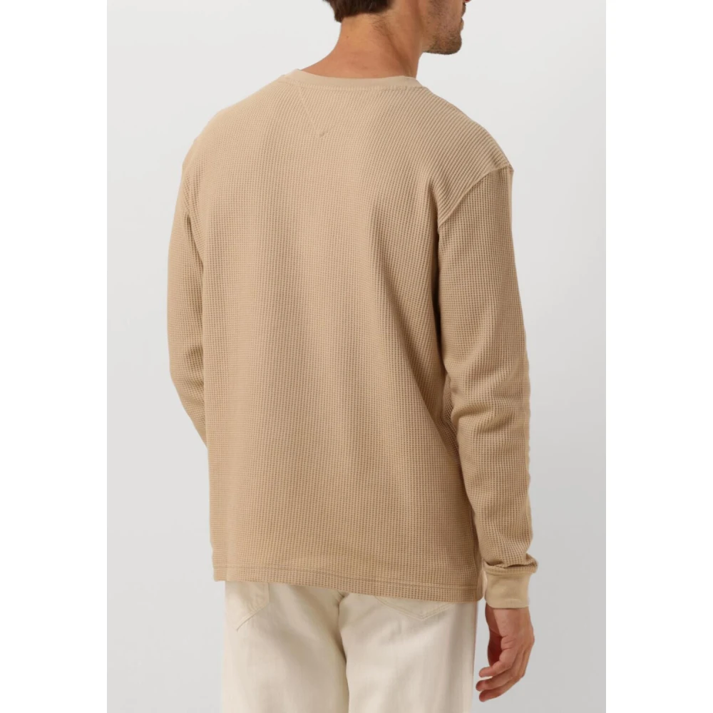 Tommy Jeans Heren Wafel Lange Mouw Tee Beige Heren