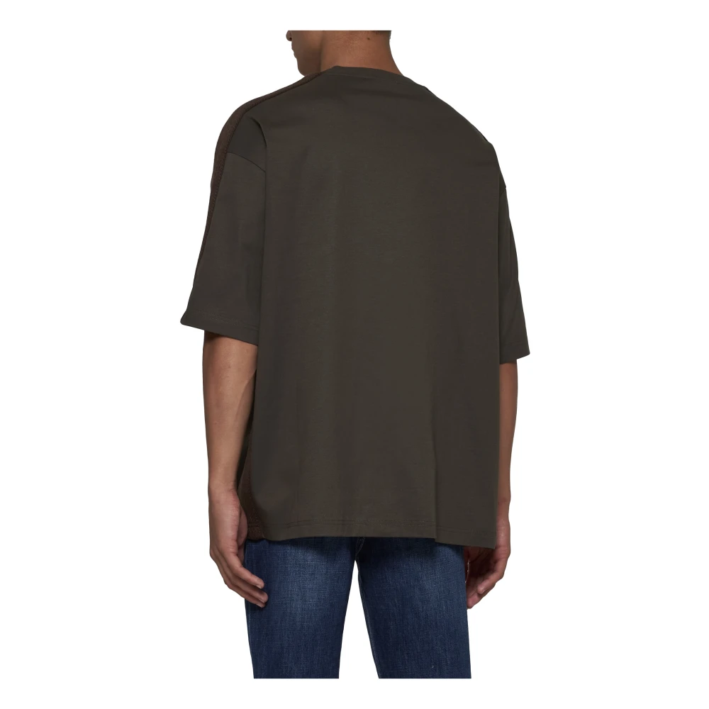 Lanvin Bruin Katoenen T-shirt met Geborduurd Logo Gray Heren