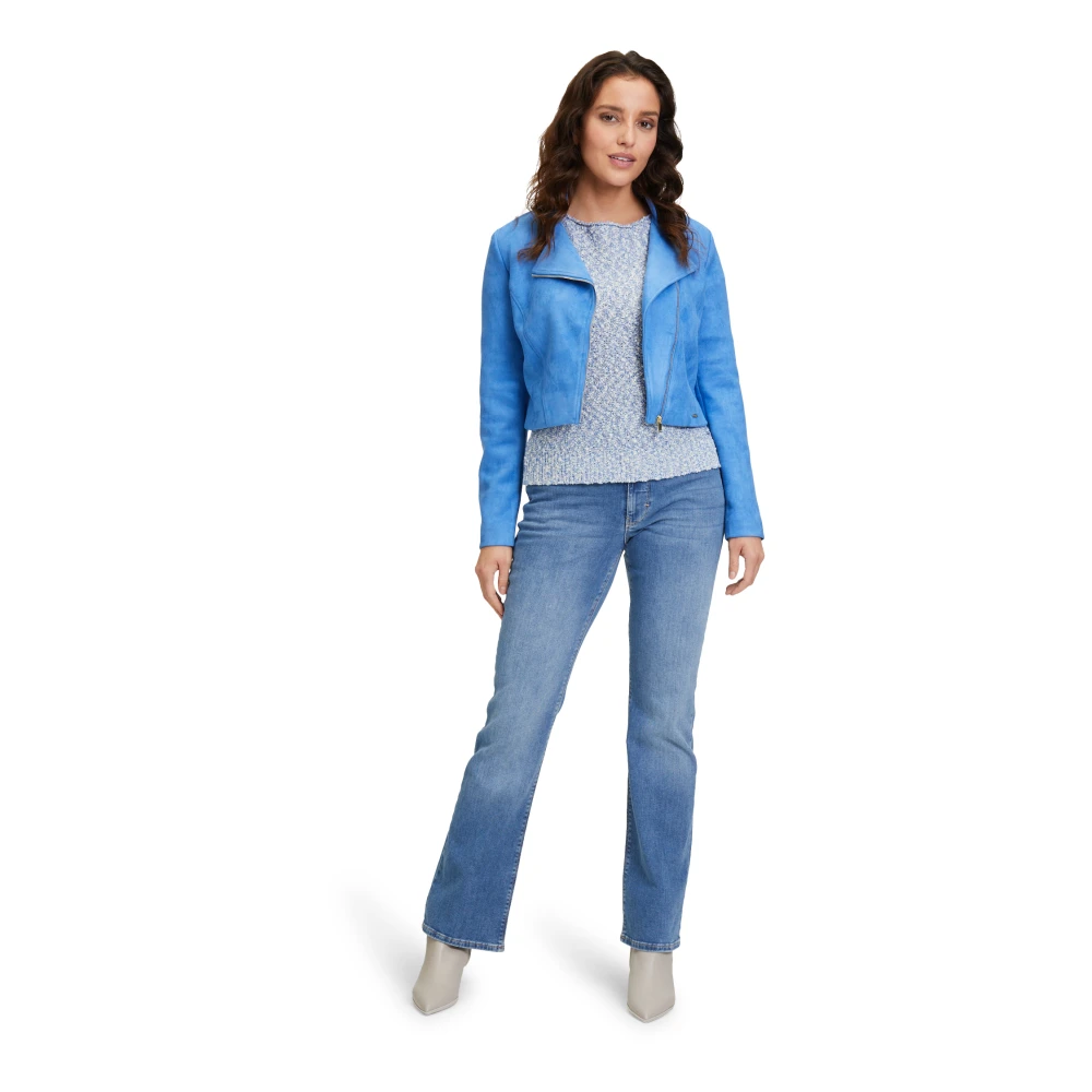 Betty & Co Gestreepte Lurex Gebreide Trui Blue Dames