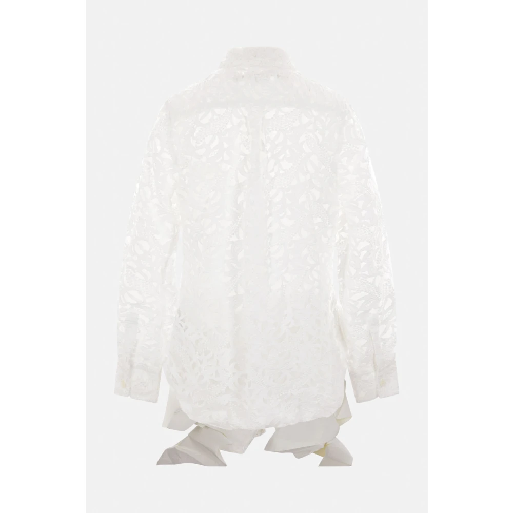 Comme des Garçons Witte Kantoverhemd met Ruches White Dames