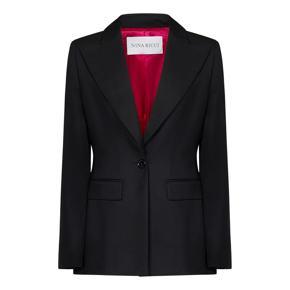 Nina Ricci Zwart Wollen Gabardine Pak Jurk Black Dames