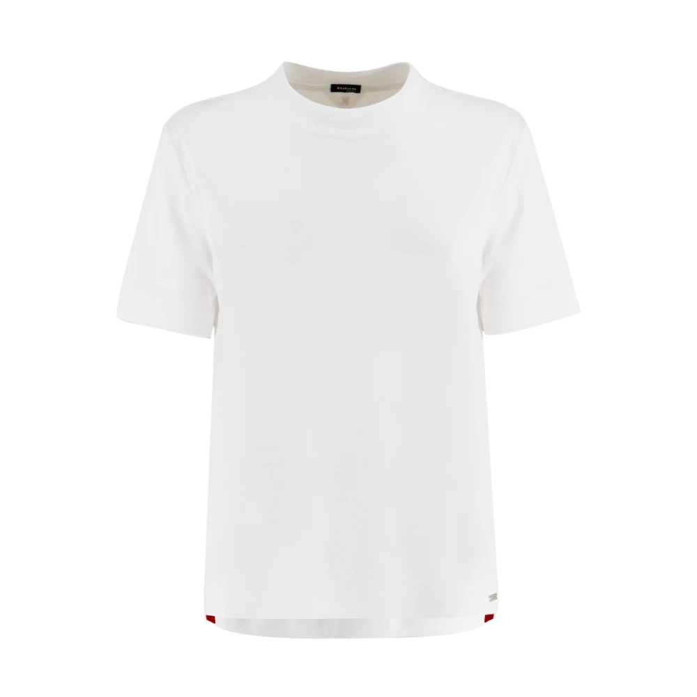 Kiton Witte T-shirt met Logo Tag White Dames