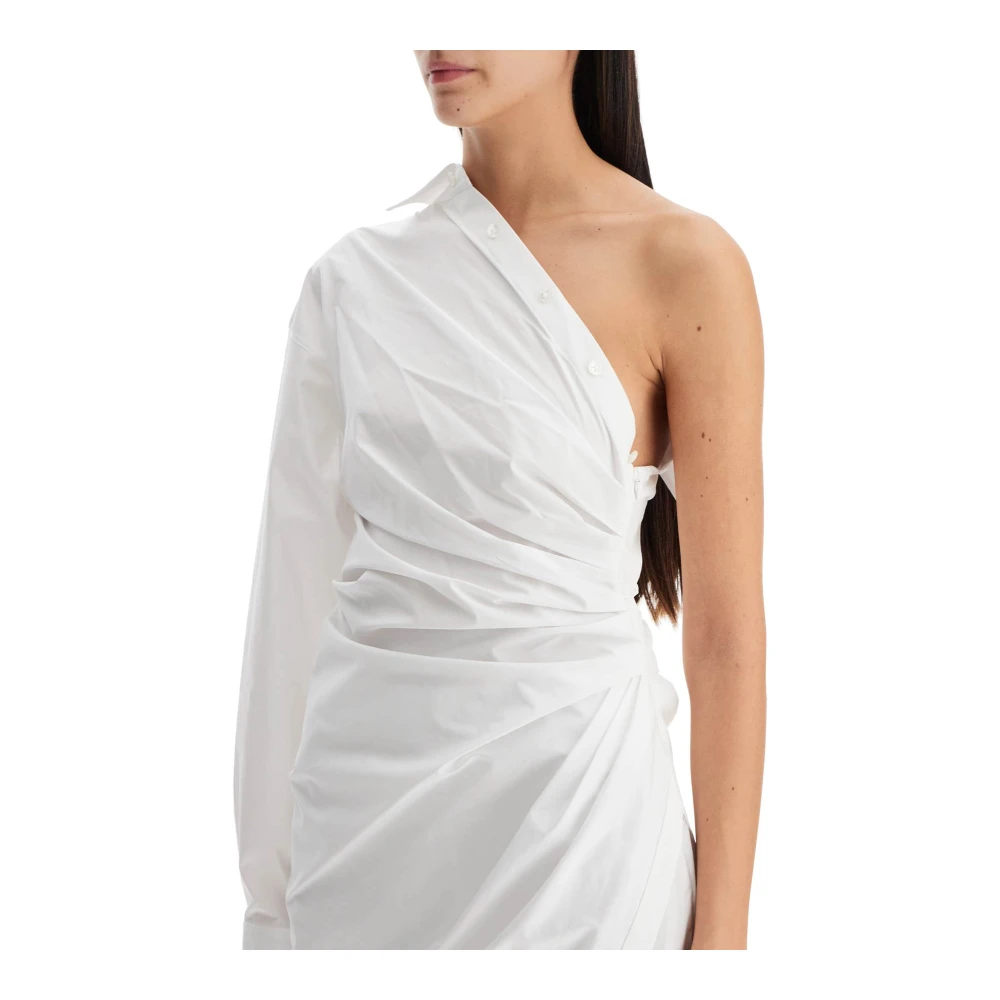 alexander wang Asymmetrische Poplin Midi Jurk White Dames