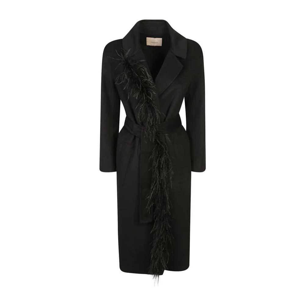 Twinset Elegante Zwarte Jas & Mantel Black Dames