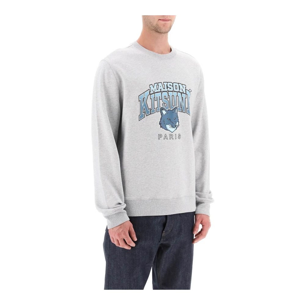 Maison Kitsuné Campus Fox Print Sweatshirt Gray Heren