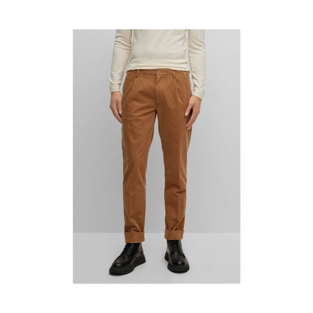 Hugo Boss Slim-Fit Cord-Chino Broek Brown Heren