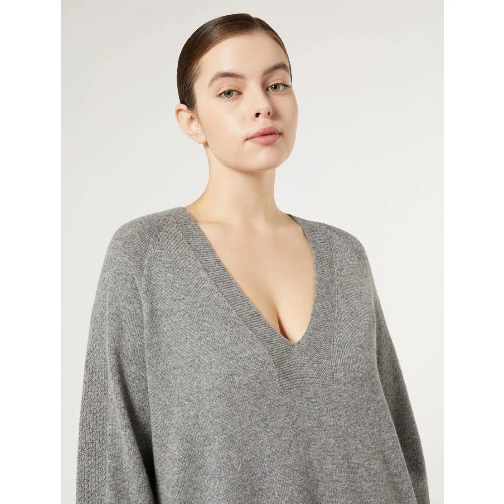 Marina Rinaldi Kasjmier Gebreide Trui met Textuur Mouwen Gray Dames
