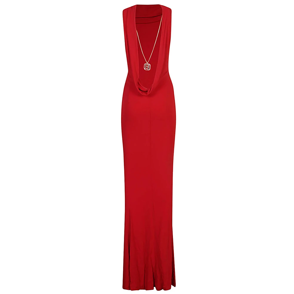 Elisabetta Franchi Rode Jurk Aw24 Damesmode Red Dames