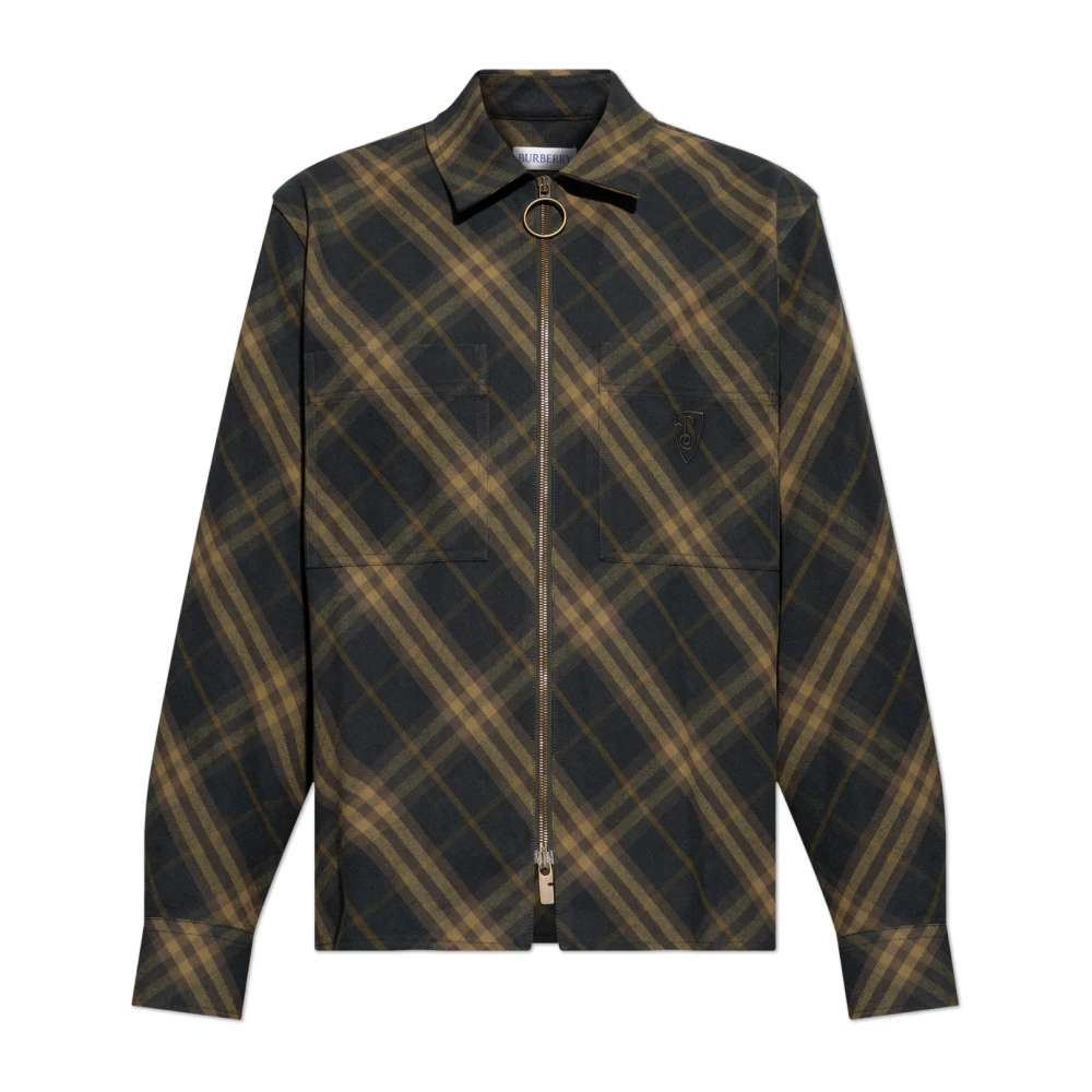 Burberry Men's Green Checkered Shirt