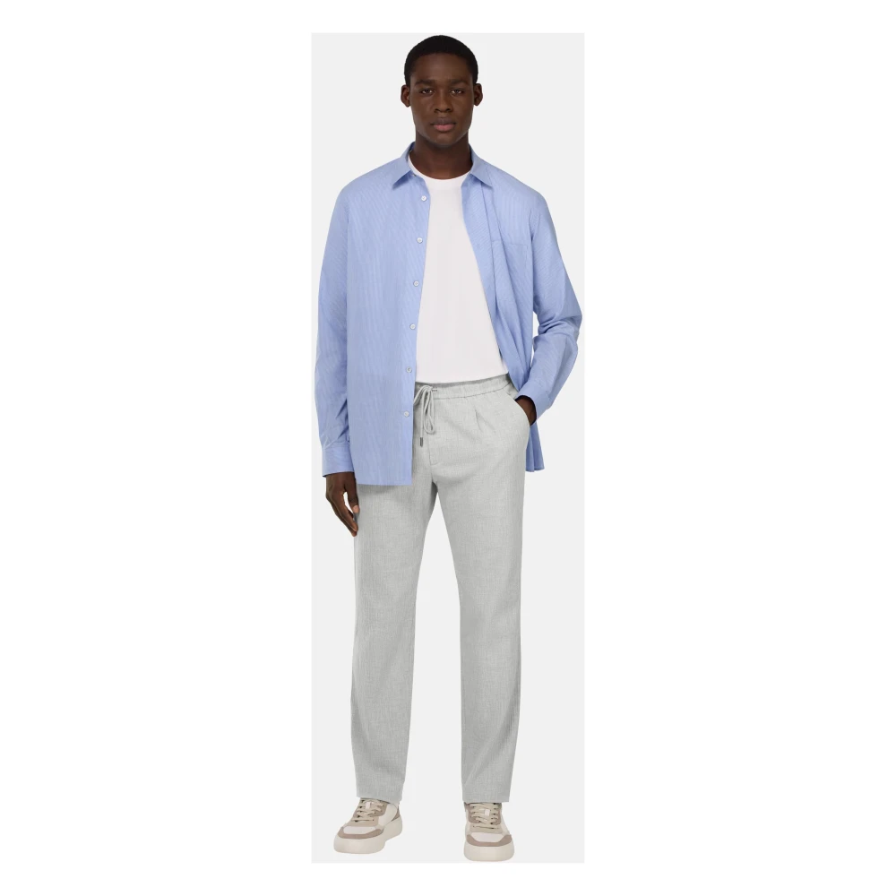 Boggi Milano City Broek van Stretch Seersucker Gray Heren