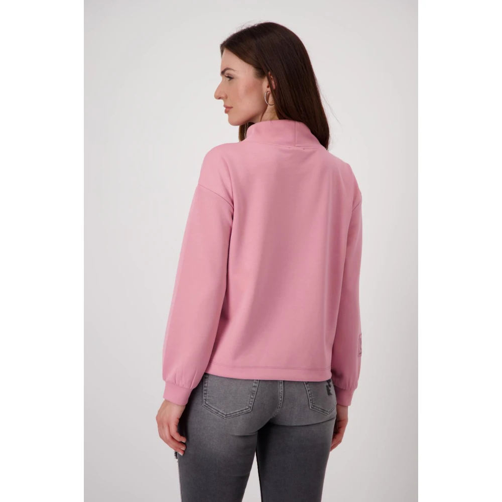 monari Stijlvolle Sweater met Hoge Kraag Pink Dames
