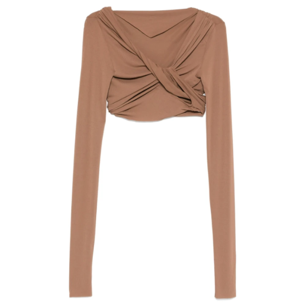 Rick Owens Jade Crop Tan Longsleeve Top Brown Dames