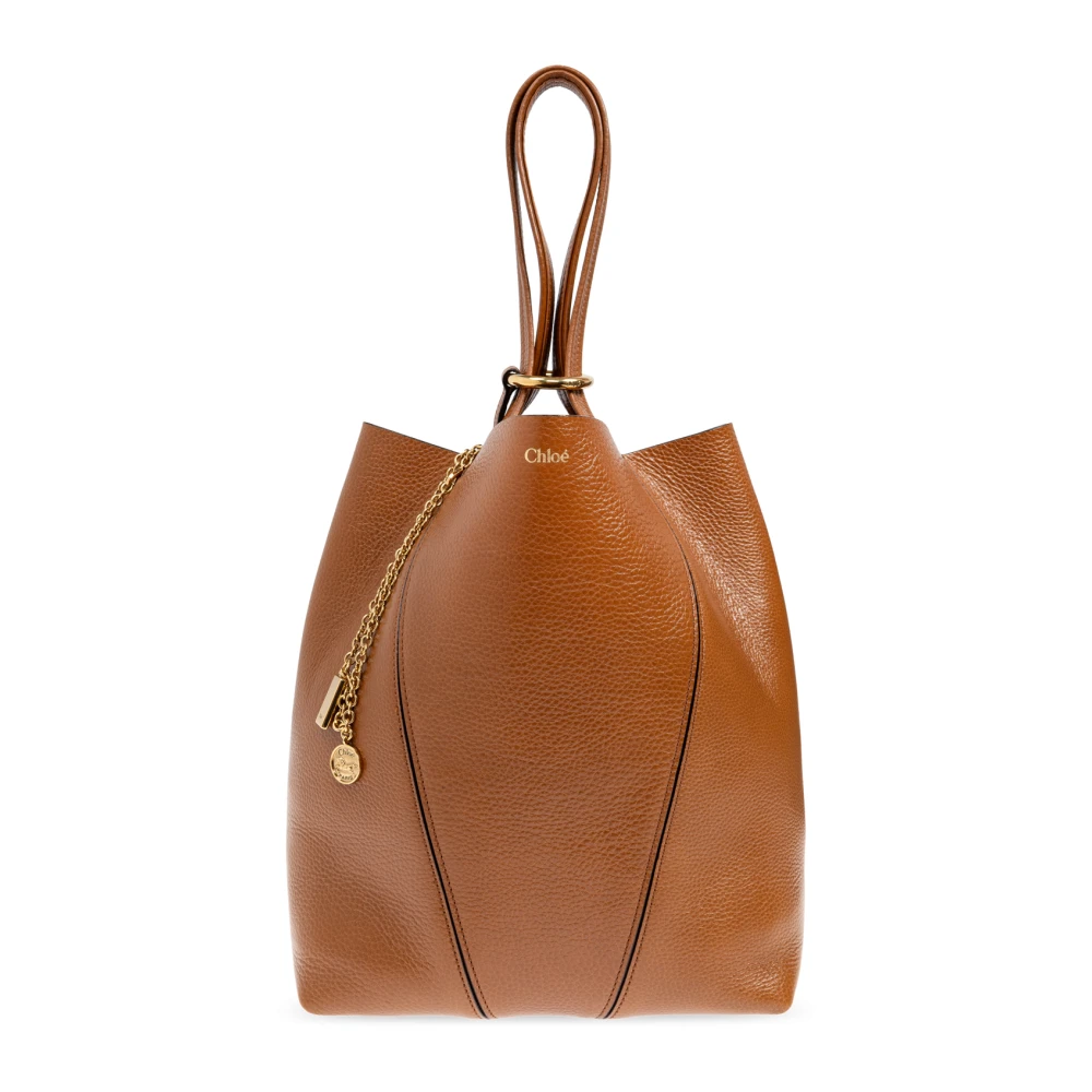 Chloé Moderne leren schoudertas met monogram hanger Brown Dames