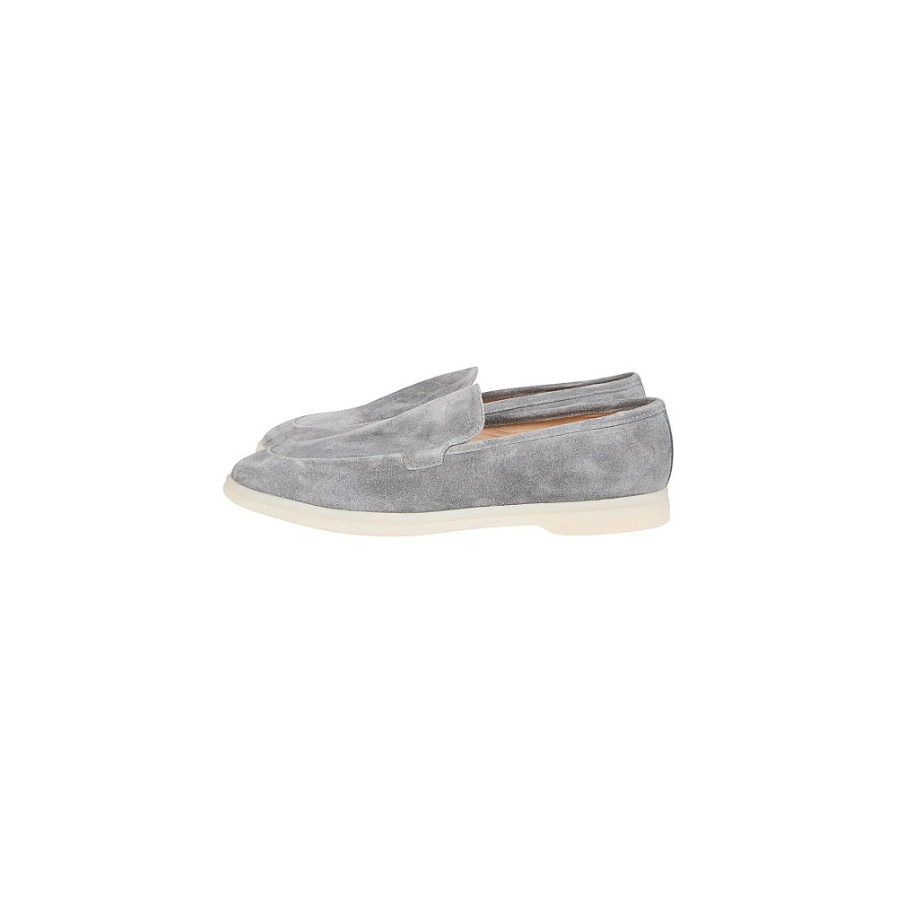 Eleventy Women's Gray Soft Suede Loafer Shoe - Loafers - 7 Uk - Shoes