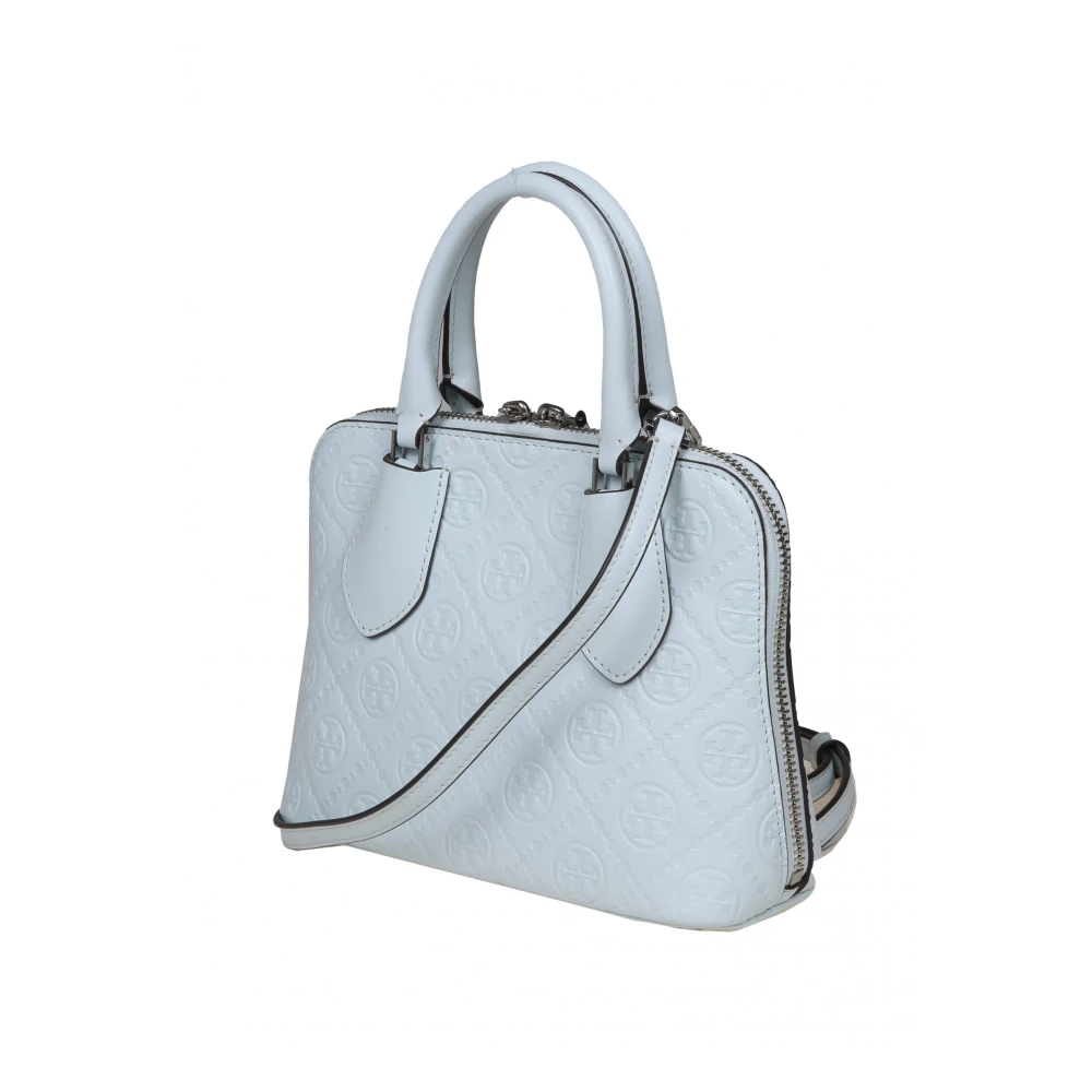 TORY BURCH Mini Leren Koffer Tas Lichtblauw Blue Dames