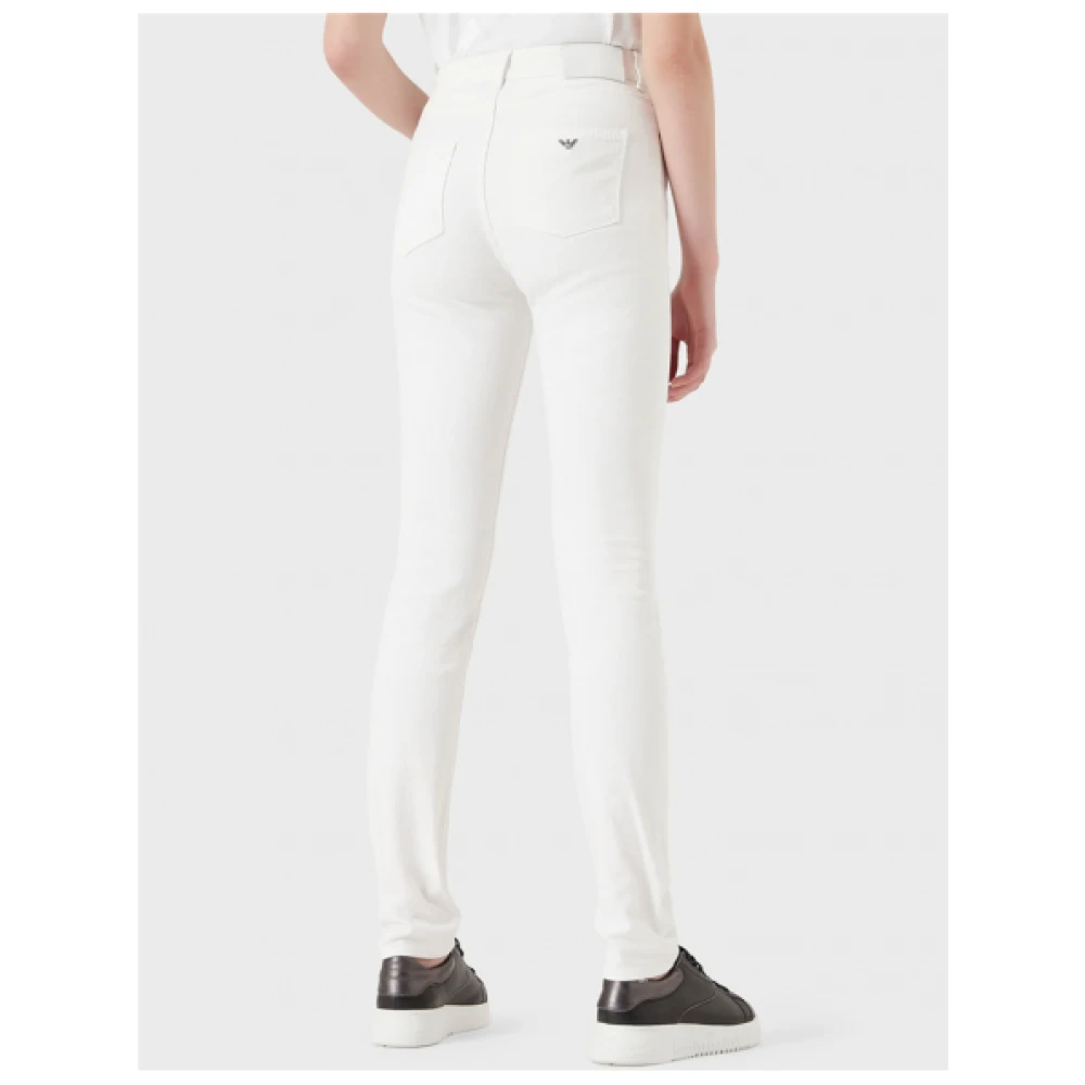 Emporio Armani Slim J18 Katoenen Jeans met Hoge Taille White Dames