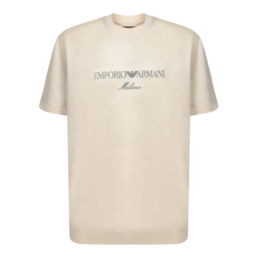 Emporio Armani Minimal Crewneck T-shirt Ivory Grey Logo White Heren