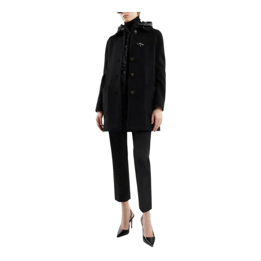 Fay Zwarte wol kasjmier jas Black Dames