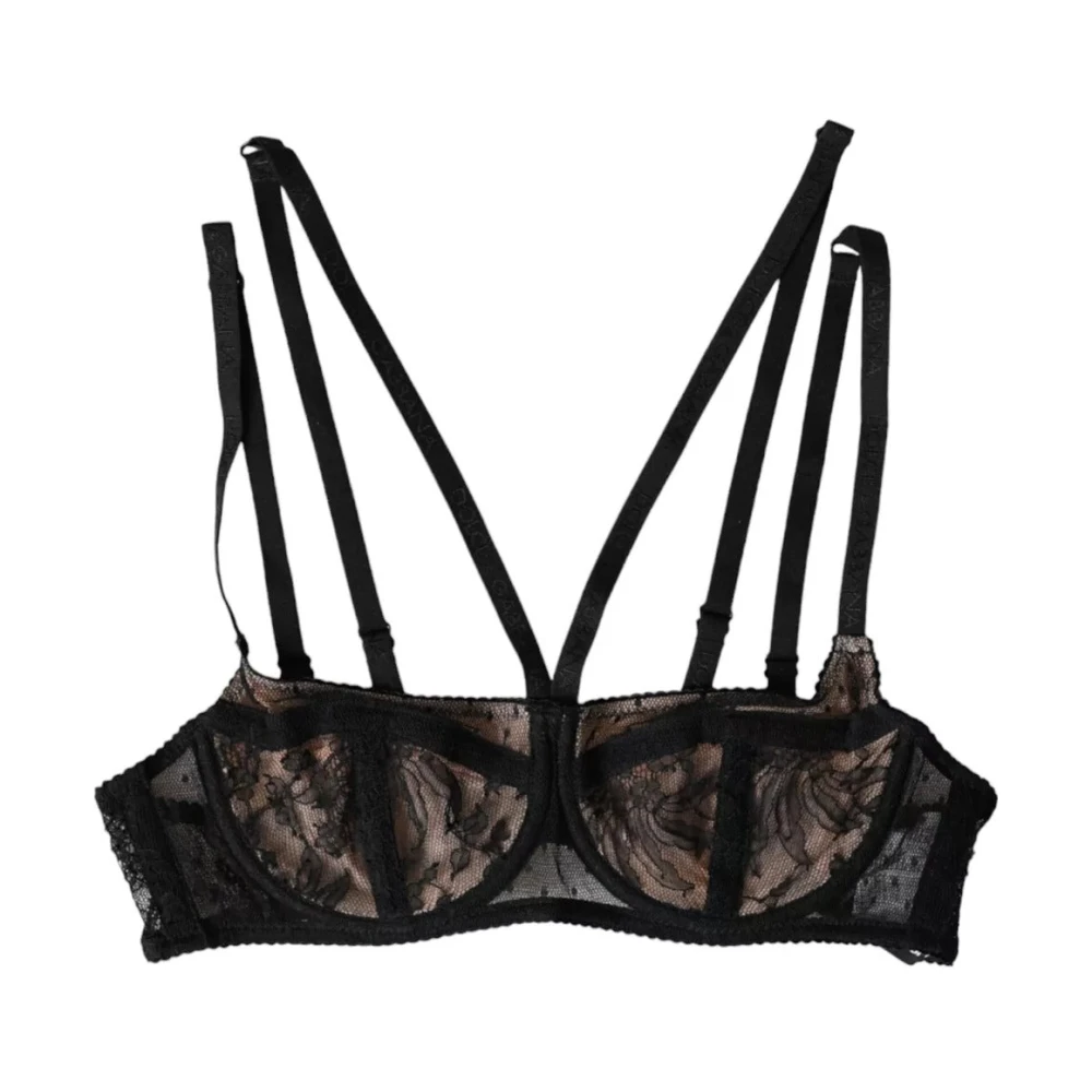 Dolce & Gabbana Black Floral Lace Nylon Balconcino Bra Underwear - IT2 | S - Image 2