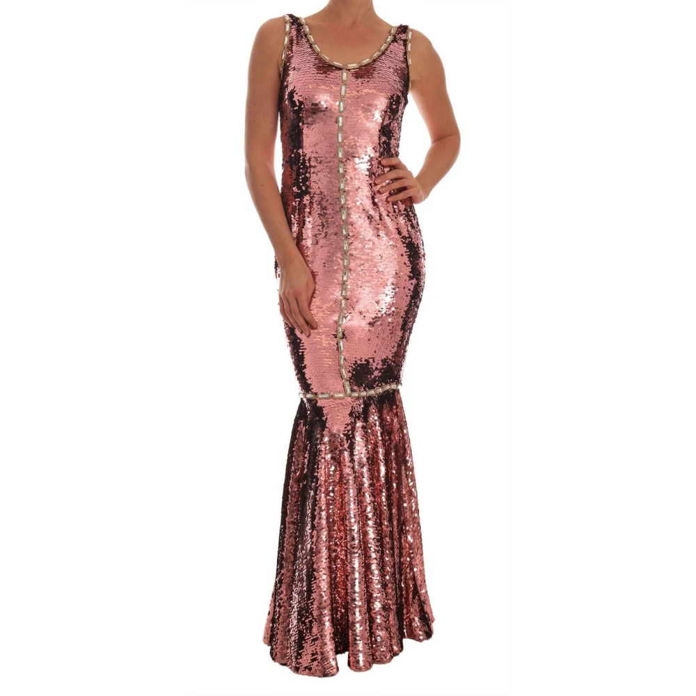 Dolce & Gabbana Women's Pink Sequined Crystal Sheath Dress