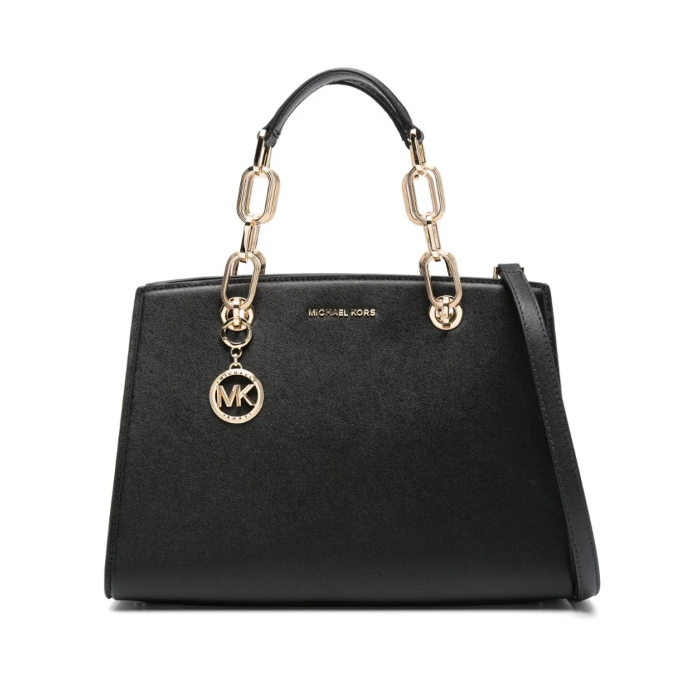 Michael Kors Gestructureerde Leren Zwarte Schoudertas Black Dames