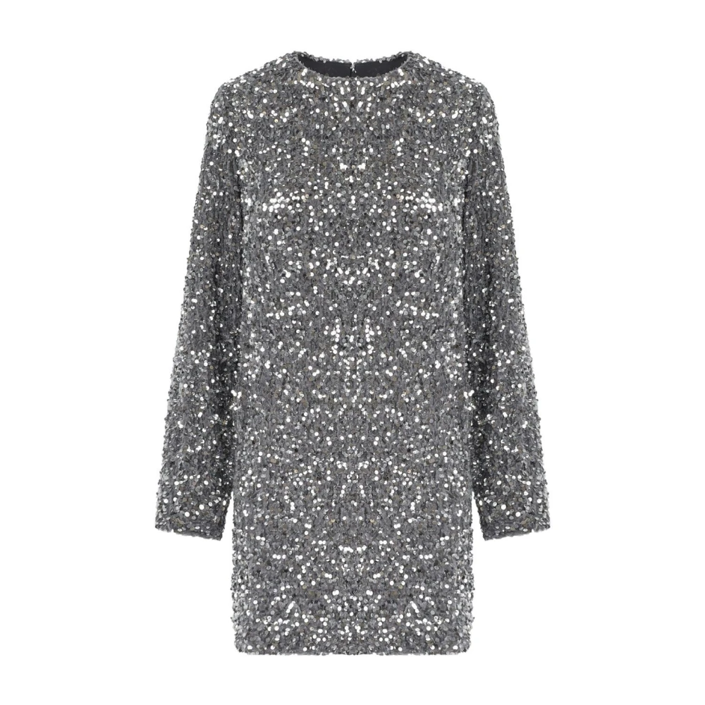 Elisabetta Franchi Grijze Pailletten Mini Jurk Gray Dames