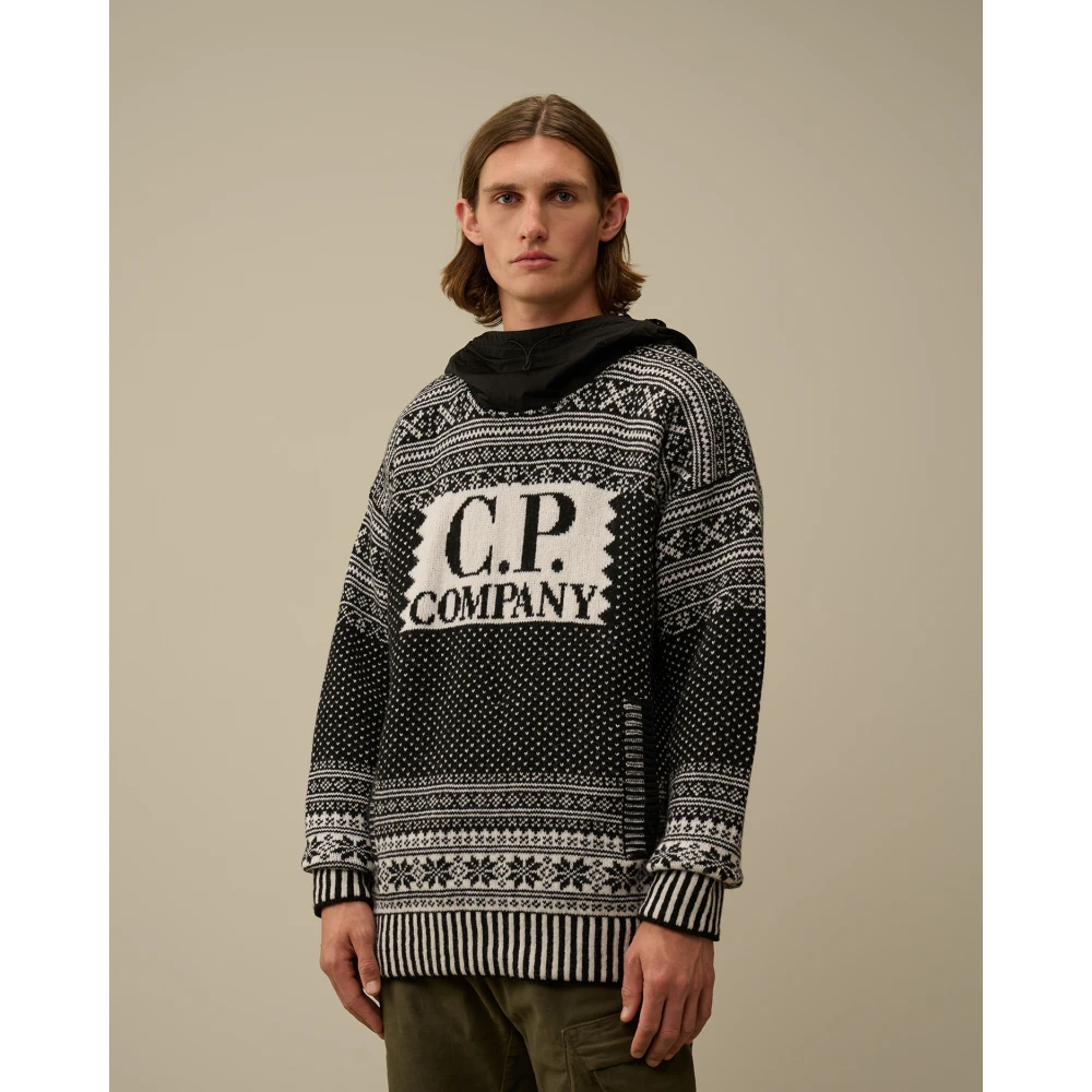 C.P. Company Zwarte Jacquard Hoodie Black Heren