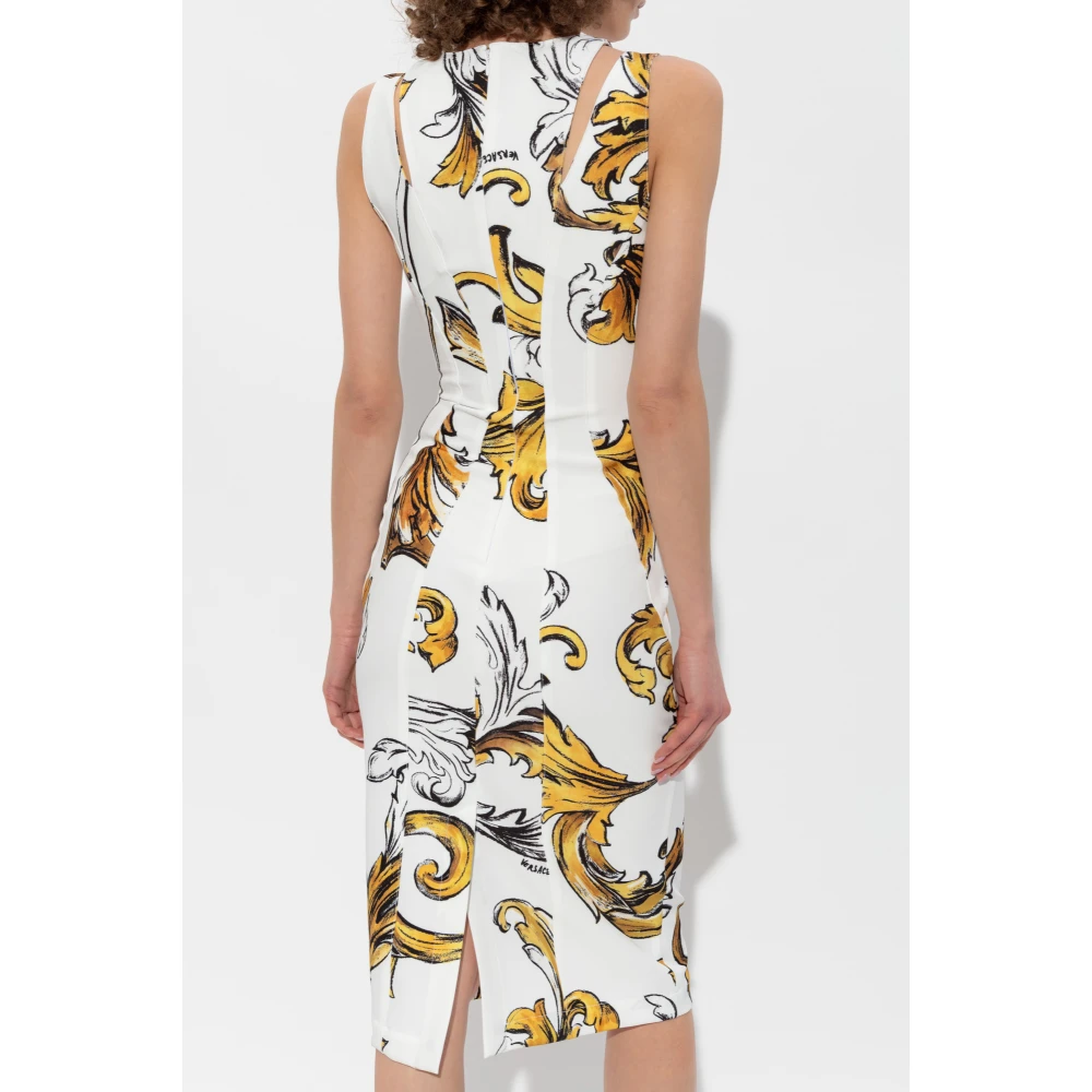 Versace Jeans Couture Jurk met Outline Barocco print White Dames