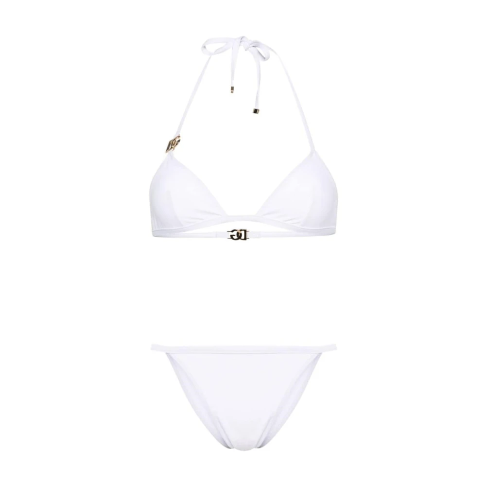 Dolce & Gabbana Triangle Tanga Bikini Broekje White Dames