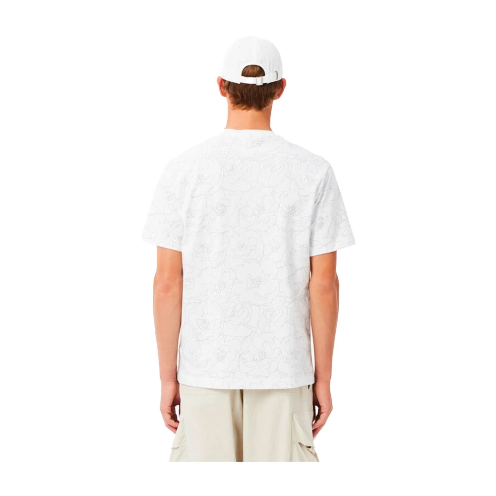 Lacoste Bloemenprint Katoenen T-shirt White Heren